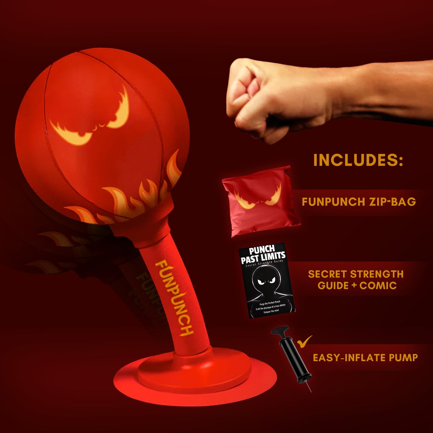 FUNPUNCH Rage Bag - Elite Boxing Training Mini Punching Bag for Advanced, Aspiring Boxers - Small, Portable Desk Punching Bag Punching Ball for Skills and Stress Relief - Fun Punch Portable Speed Bag