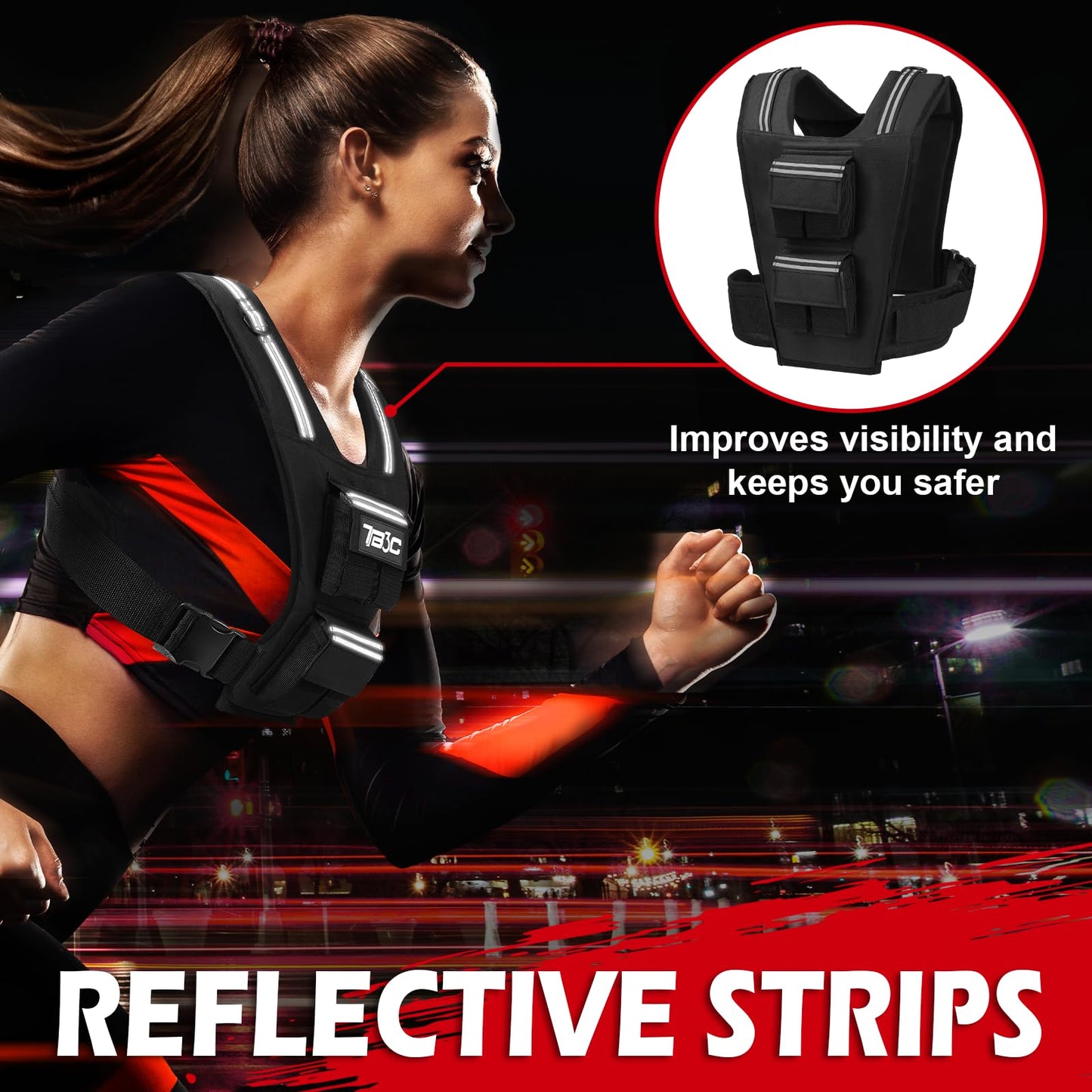 Adjustable Weighted Vest Men，40lb Weights Vest with Reflective Stripe, Weight Vest Workout Vest for Strength Training Running Walking Workout Vest for Men and Women