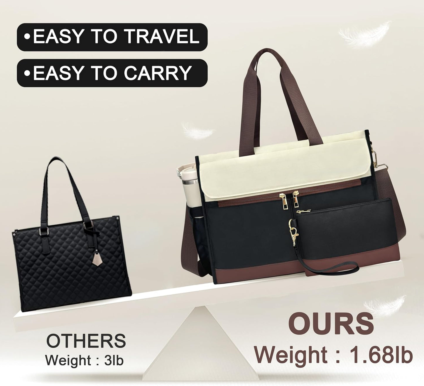 15.6 Inch Laptop Bag for Women - Tote Work Bag with Compartments Nurse Teacher Bag Large Lightweight Office Handbag
