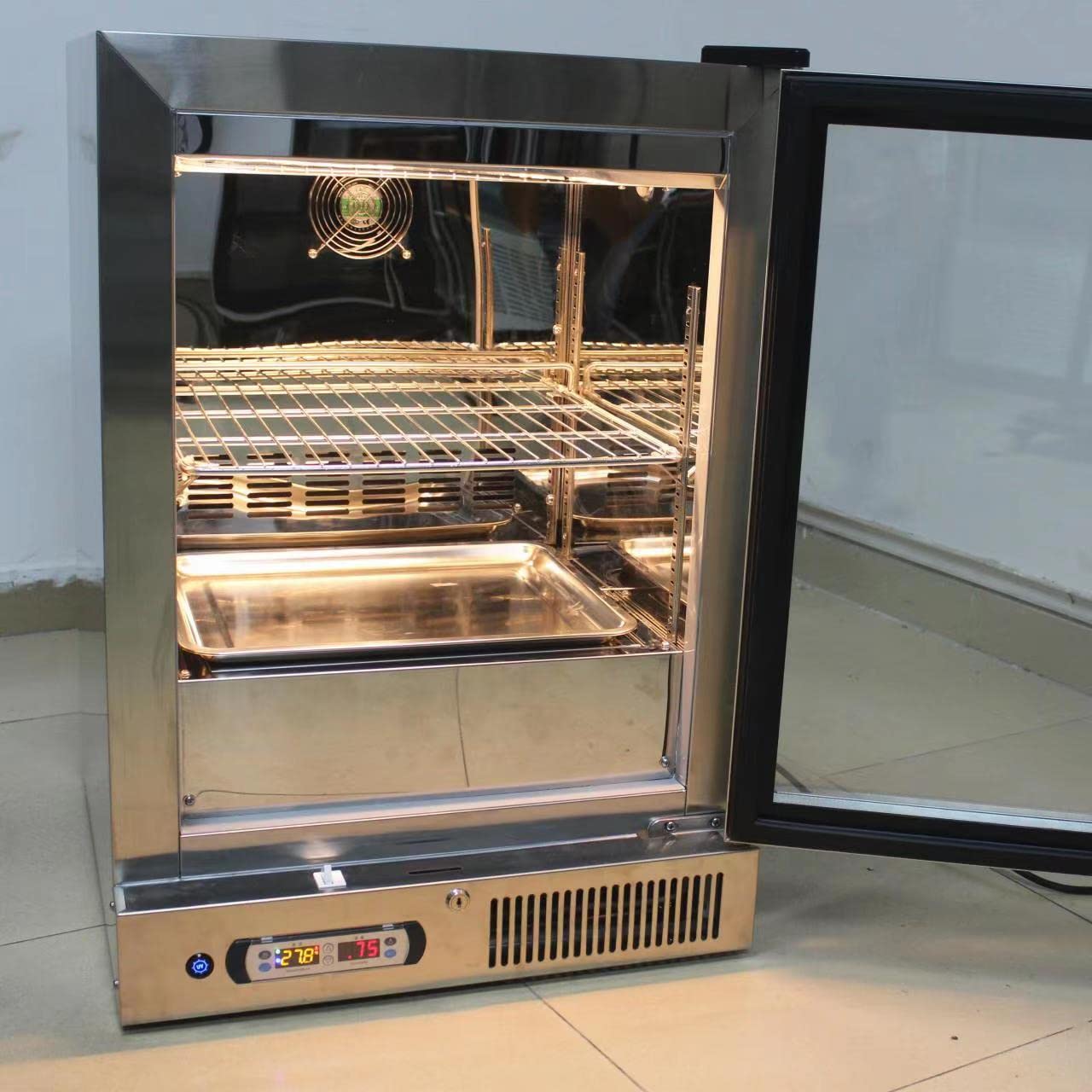 Kolice Commercial Beef Aging Showcase Freezer, Dry Aging Beef Fridge and Cabinet, Steak Aging Machine,Commercial Steak Ager-168L, 3 Tiers, Smart Temperature and Humidity Controller