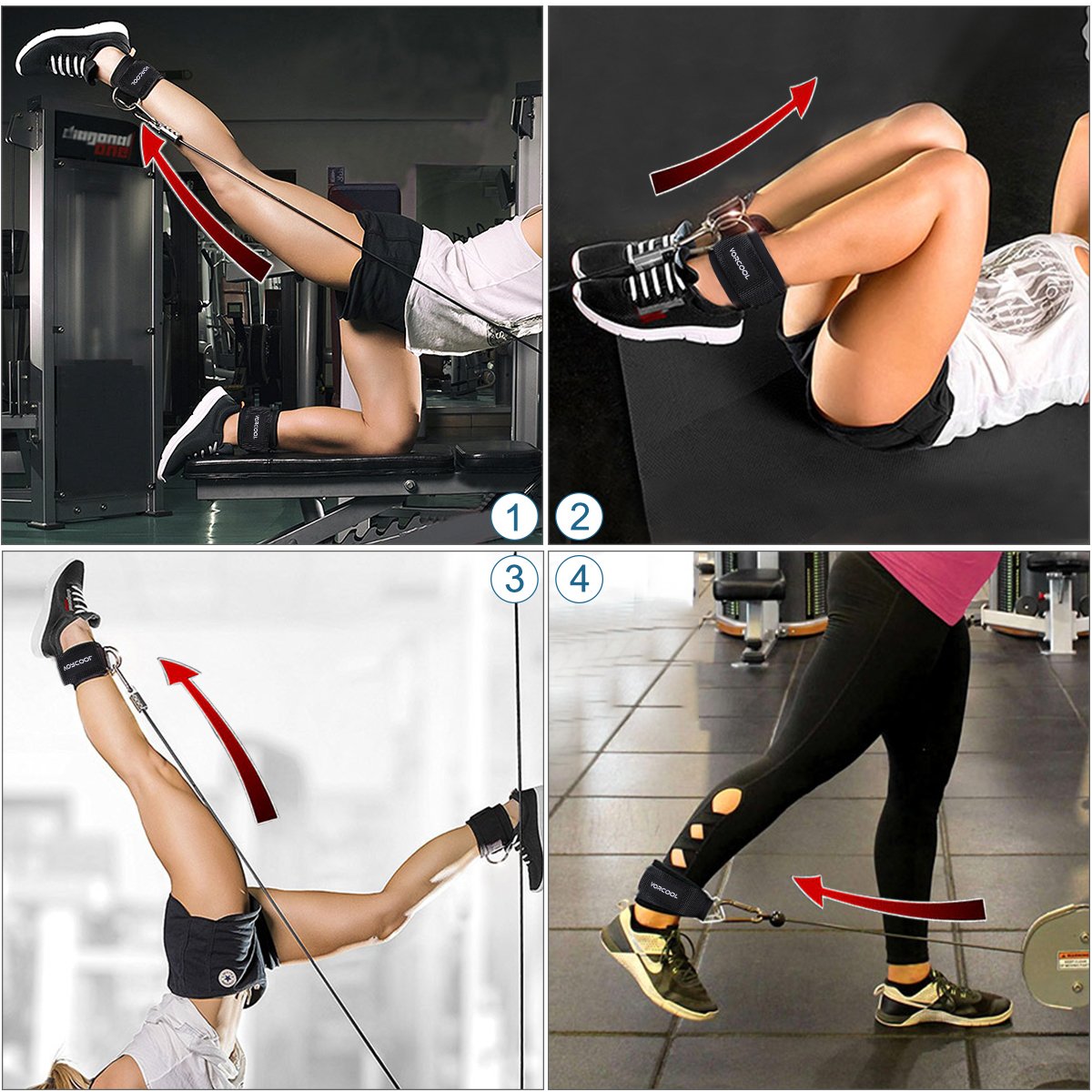 VORCOOL Ankle Straps for Cable Machines Weightlifting Gym Workout Fitness Double D-Ring Neoprene Padded Ankle Cuffs for Legs, Abs and Glute Exercises Fits for Men&Women with Carry Bag 2PCS