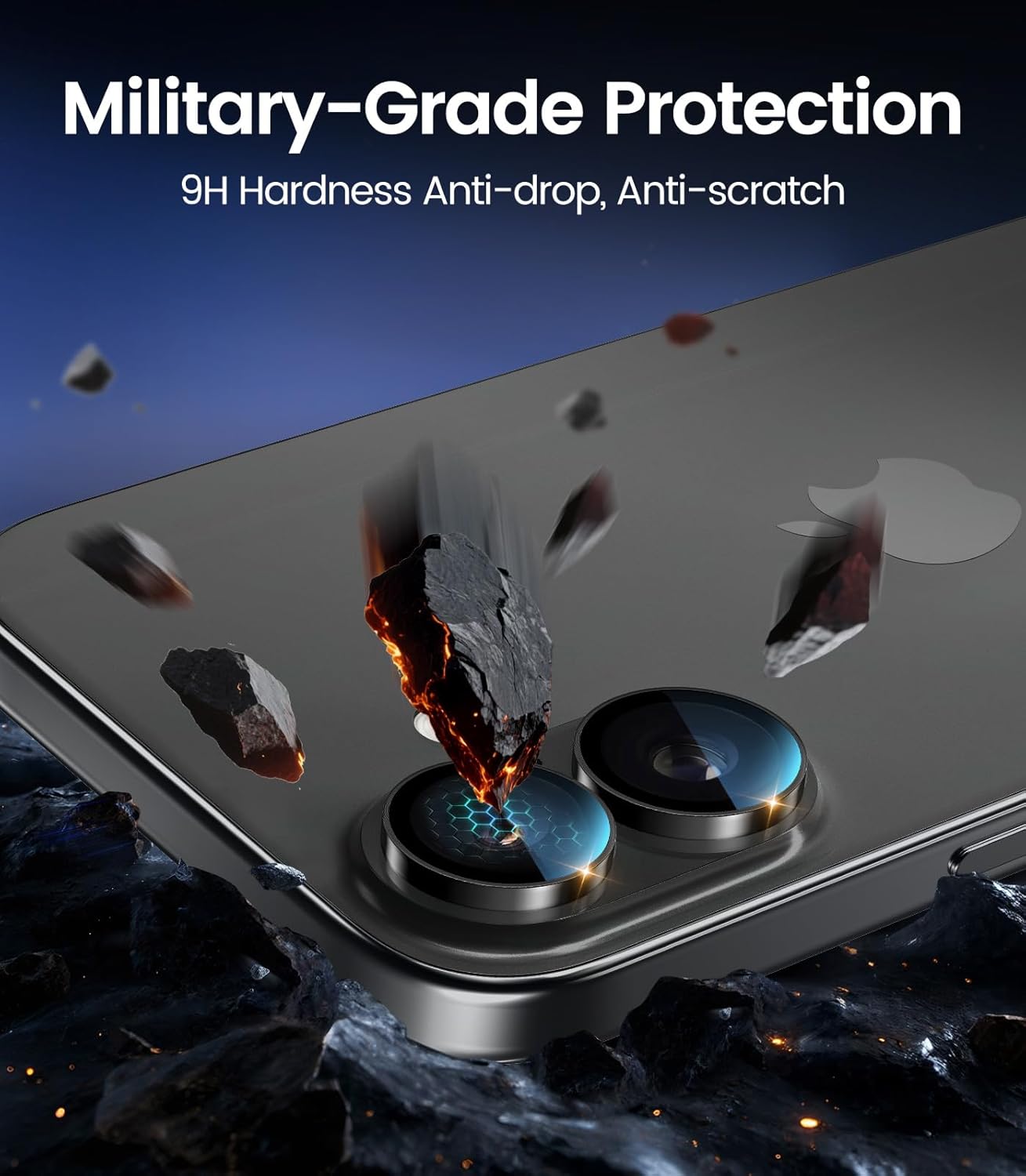 2-Pack 17/16/16 98% 9H PandaShield Camera Lens Protector for iPhone Plus, [Anti-Reflection & High Transparency]