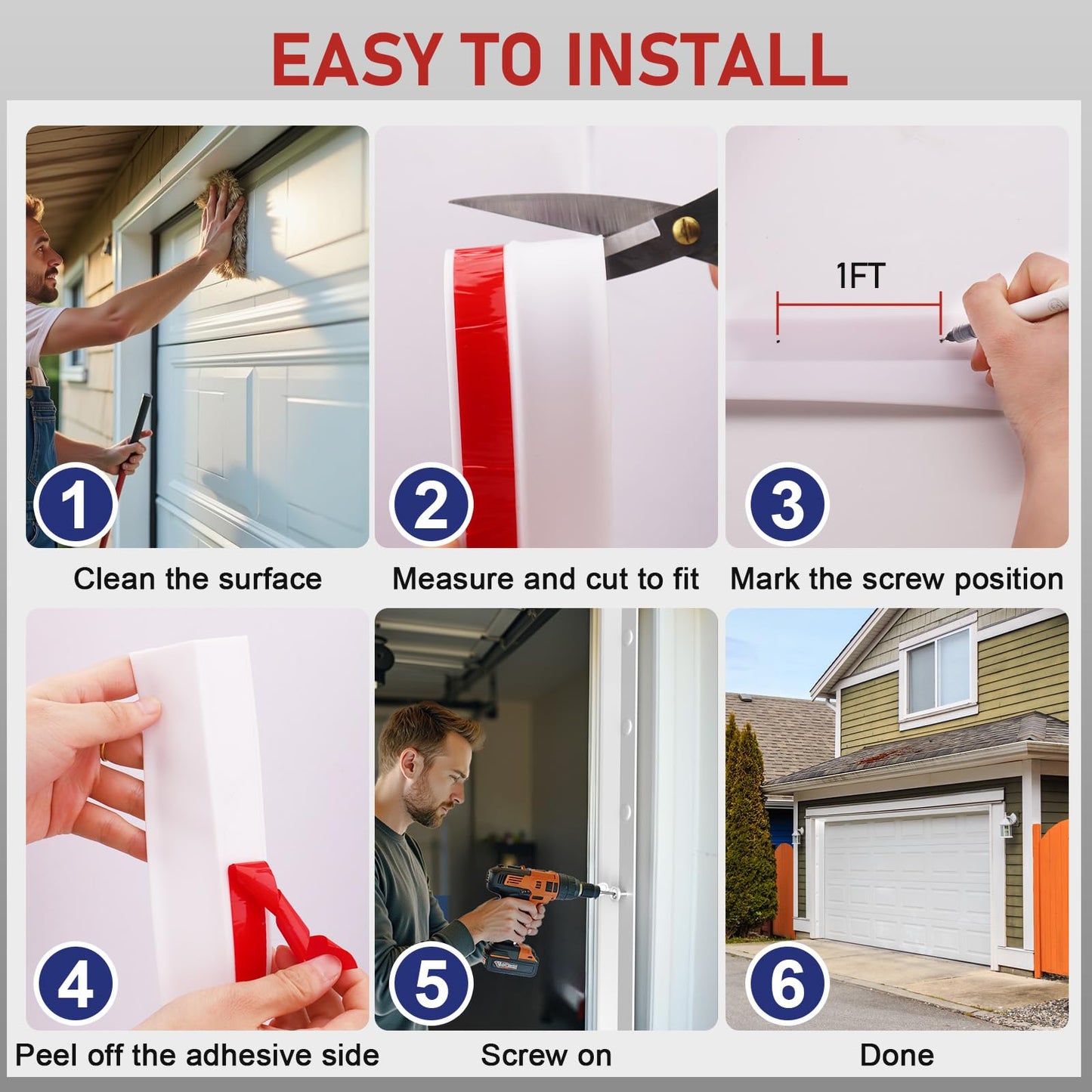 Garage Door Seal Top and Sides - 40 Ft Garage Door Weather Stripping Side Seal, Heavy Duty Weatherproof TPE, Insulates, Prevents Drafts, Easy Installation for Homeowners and DIYers