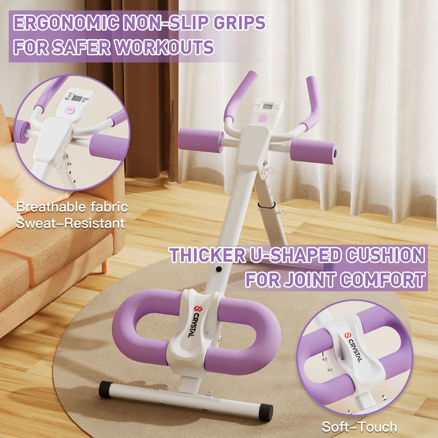 CRYSTAL Ab Machine, Adjustable Ab Machine,Ab Trainer Machine,Ab Dominal Exercise Machine at Home Gym for Stomach Workout with LCD Monitor,Ab Workout Equipment