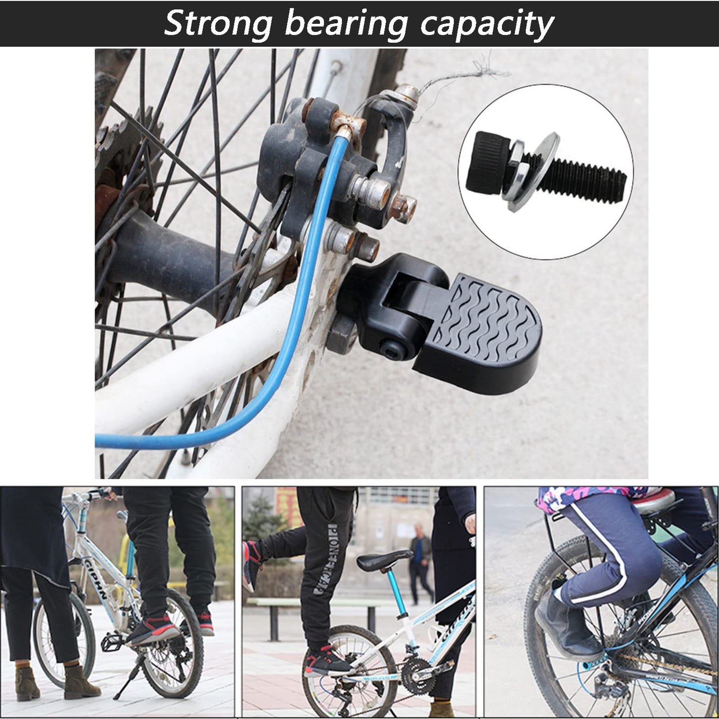 LOOEEL 1 Pair Mini Bicycle Rear Pedals Folding Rear Seat Footrest Pedals Cycling Accessories for Mountain Bike,Folding Bicycle