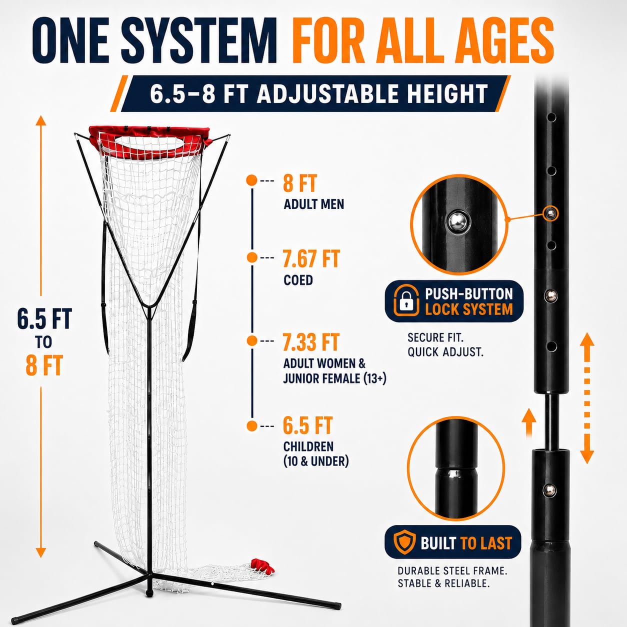 SCHENG-V Volleyball Setting Net, Setter Volleyball Training Net 7.5-11.5 FT Adjustable Height, 45°-180° Adjustable Angle, Stable Base for Indoor Outdoor Practice Equipment