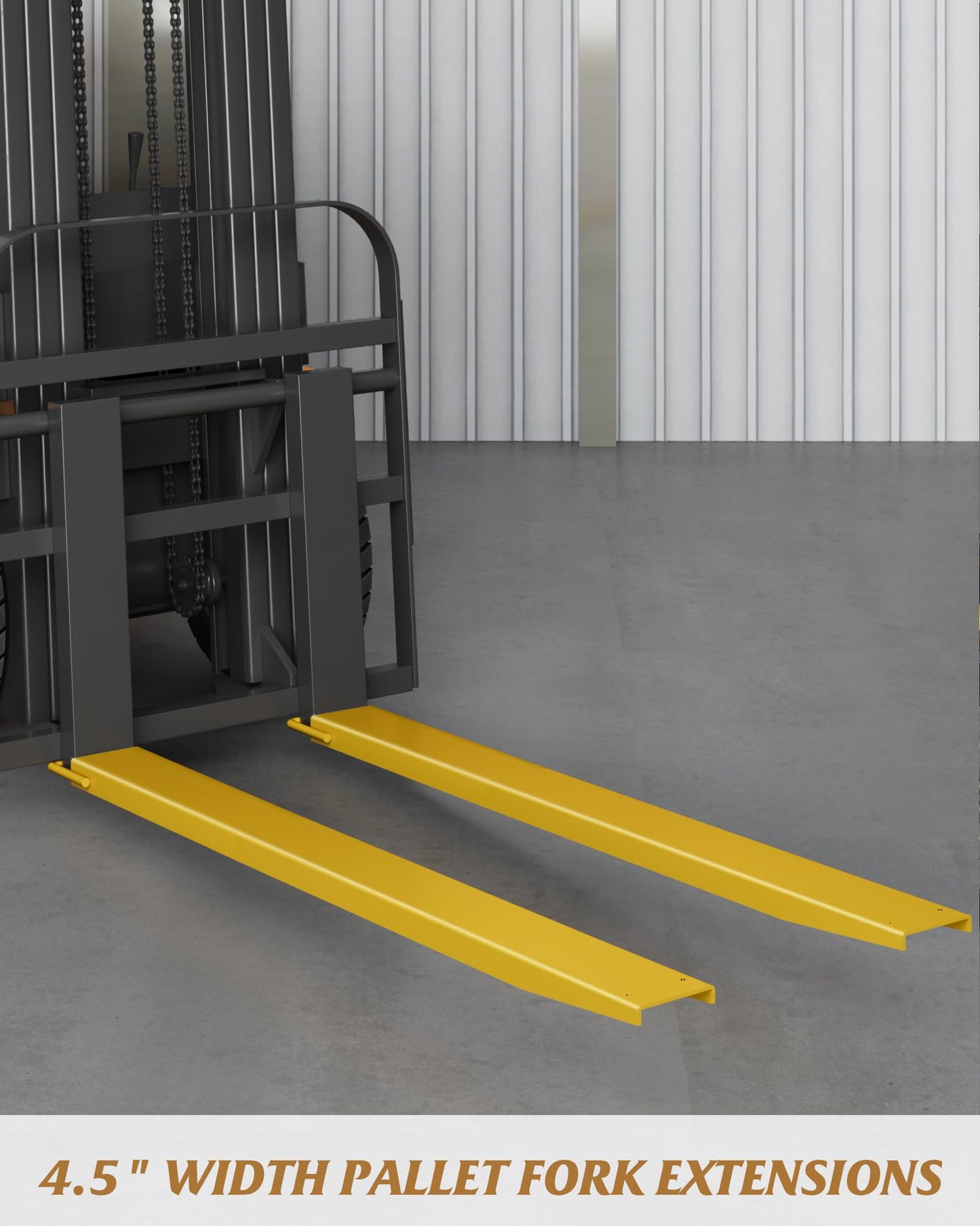 Pallet Fork Extension 4.5" Width 84" Length Heavy Duty Steel Pallet Extensions for Forklift Truck 1 Pair, Yellow