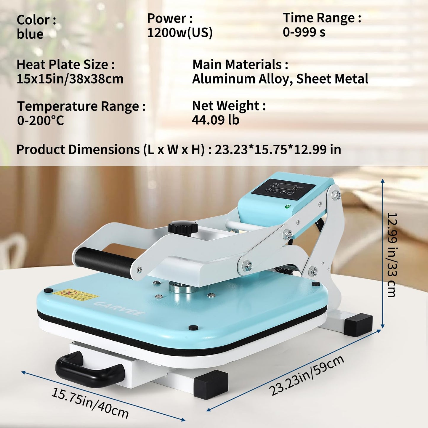 Garvee Heat Press,15x15 Heat Press Machine, Digital Industrial Sublimation Printer for T Shirts, High Pressure Fast Heating Transfer Vinyl Press, Easy to Use,Green