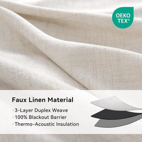 100% Blackout Shield Blackout Curtains - Thermal Insulated Room Darkening Drapes, Beige, 50" W x 84" L, 2 Panels