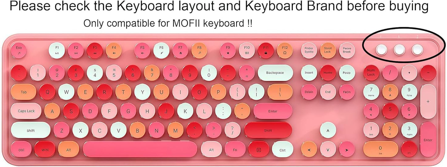 UHamn Silicone Keyboard Cover Skin Compatible for MOFII Full-Size Wireless Round Keycaps Keyboard with Number Pad