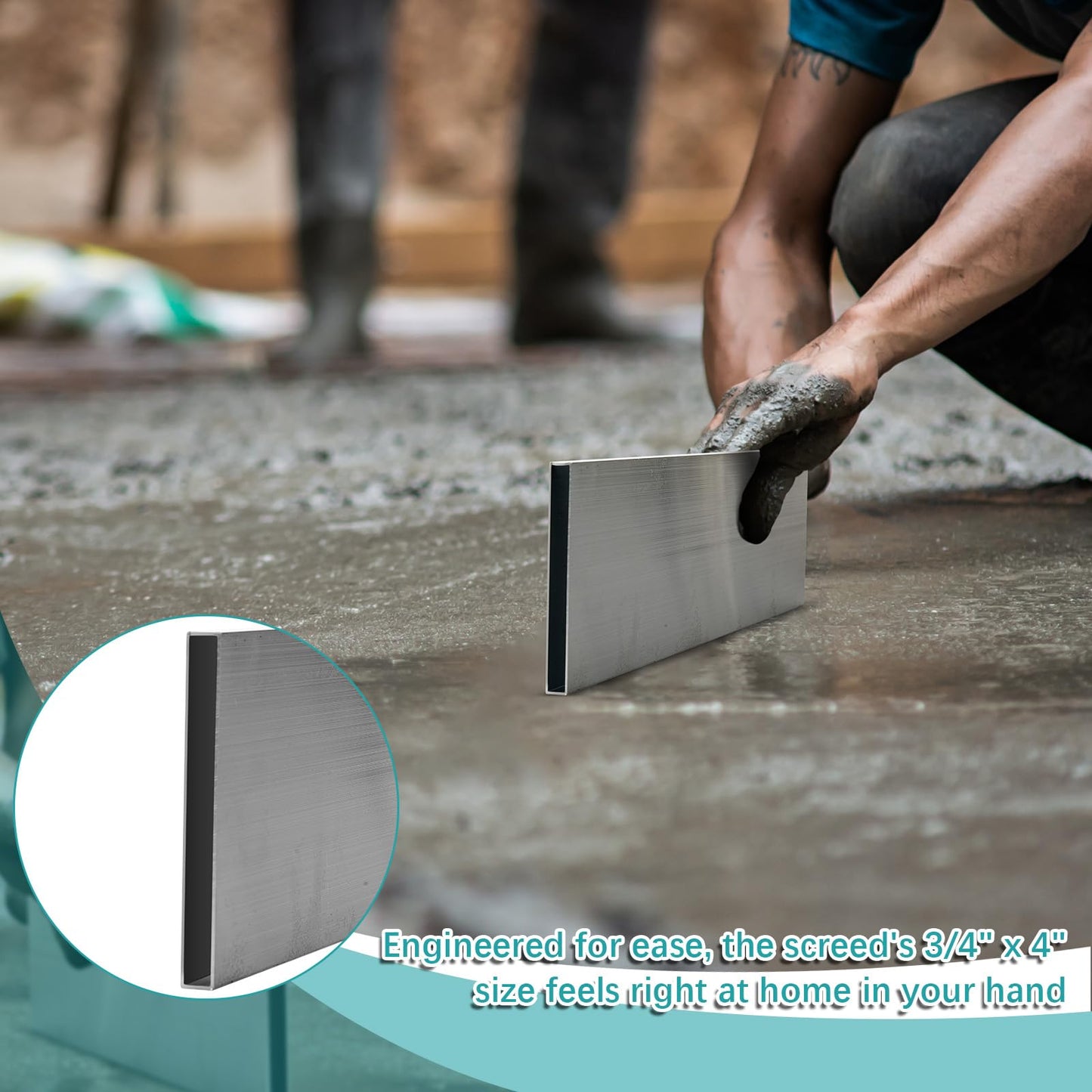 PullCrease 6 Pcs Tile Screed Sets Concrete Screed Board 3/4" x 4" x 1.5', 2', 2.5', 3', 4' and 6' Length Aluminum Alloy Screeding Tool for Large Concrete Pours Leveling and Precise Flat Work