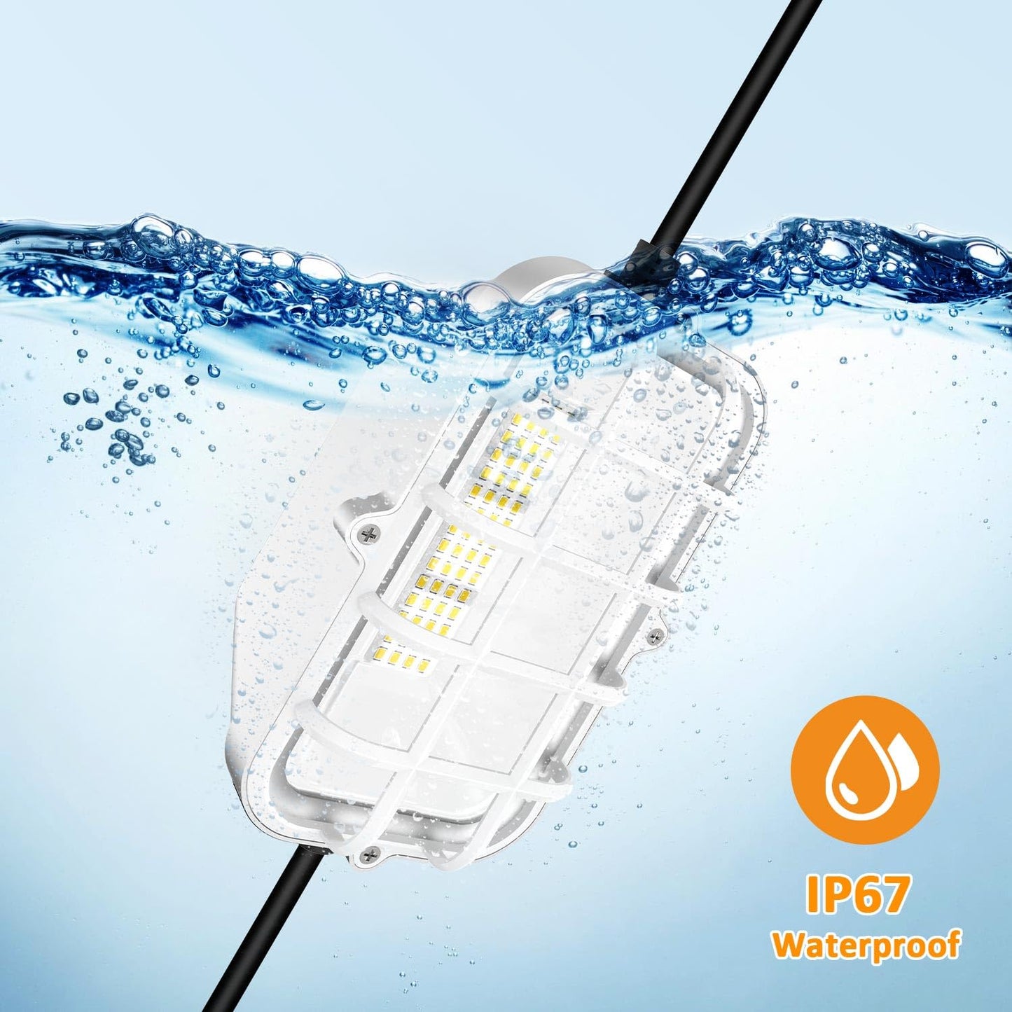 RIUVAO 100ft LED Construction String Lights,Super Bright 300W 30000LM Waterproof IP67 Led String Work Lights, Construction Temporary Lights (Upgrad 100ft-10lights)
