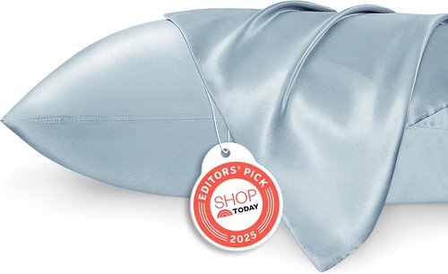 Bedsure Satin Pillowcase - Luxurious Silk-Like Comfort | Standard Size 20x26 Inches, Stone Blue, 2-Pack