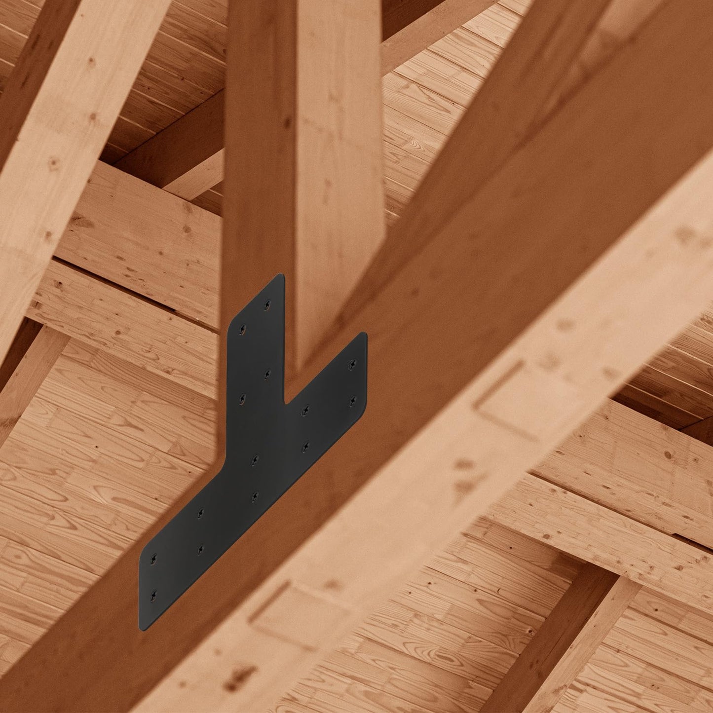 AOKLIT 8 Pcs T Post Timber Brackets,Post to Beam Connector for Wood，Durable Steel Material Bracket, Versatile Connectivity（Black） 12*8 Inch