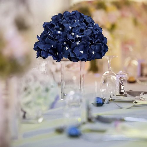 Hydrangea Flower Balls - 12 PCS Artificial Floral Arrangements, 8.27 Inch Silk Kissing Balls for Wedding & Home Decor - Navy Blue