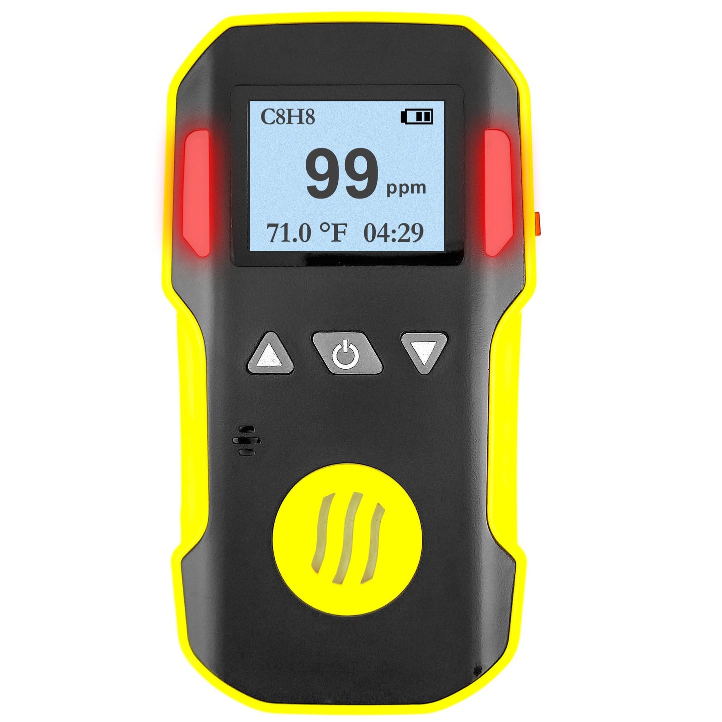 Styrene Gas Detector (C8H8) by Forensics | USA NIST Calibration & Certificate | Dust & Explosion Proof | USB Recharge | Sound, Light and Vibration Alarms | 0-100 ppm |