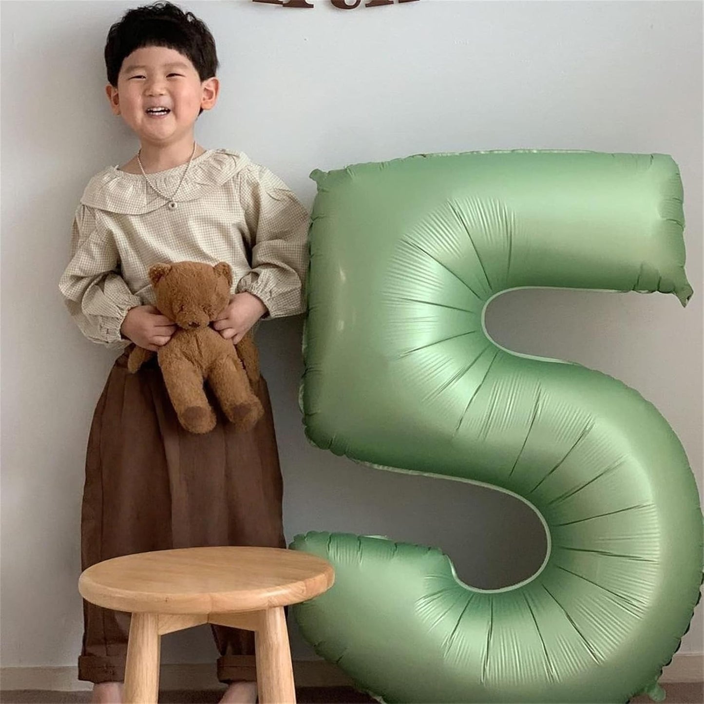 Sage Green Giant Helium Foil Balloons - 40 Inch Number 0-9 for Birthdays & Celebrations