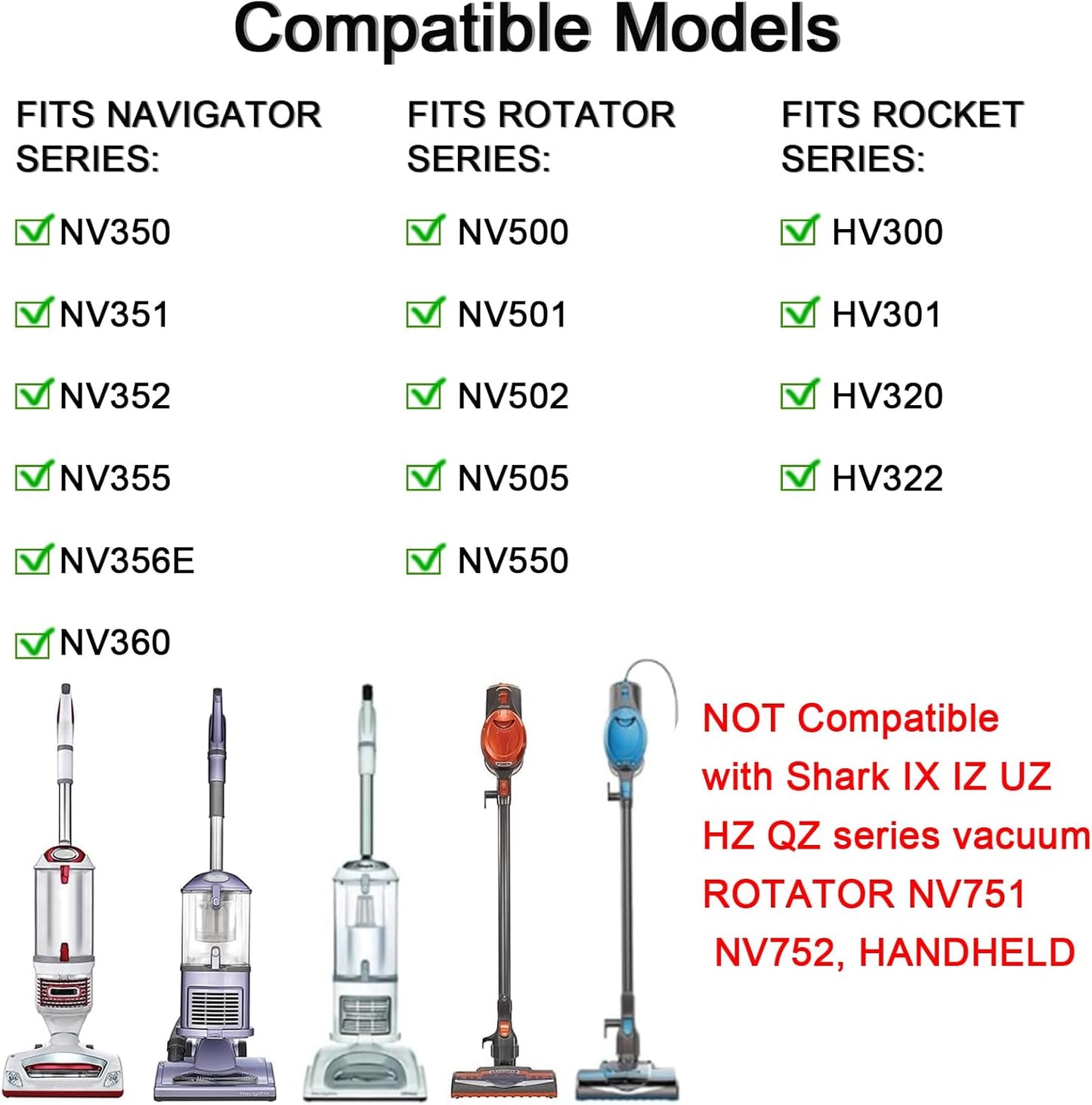 Shark Vacuum Attachments & Brushes Set - 10 Pcs for Navigator & Rotator Series | 1 1/4" (32mm) Accessories