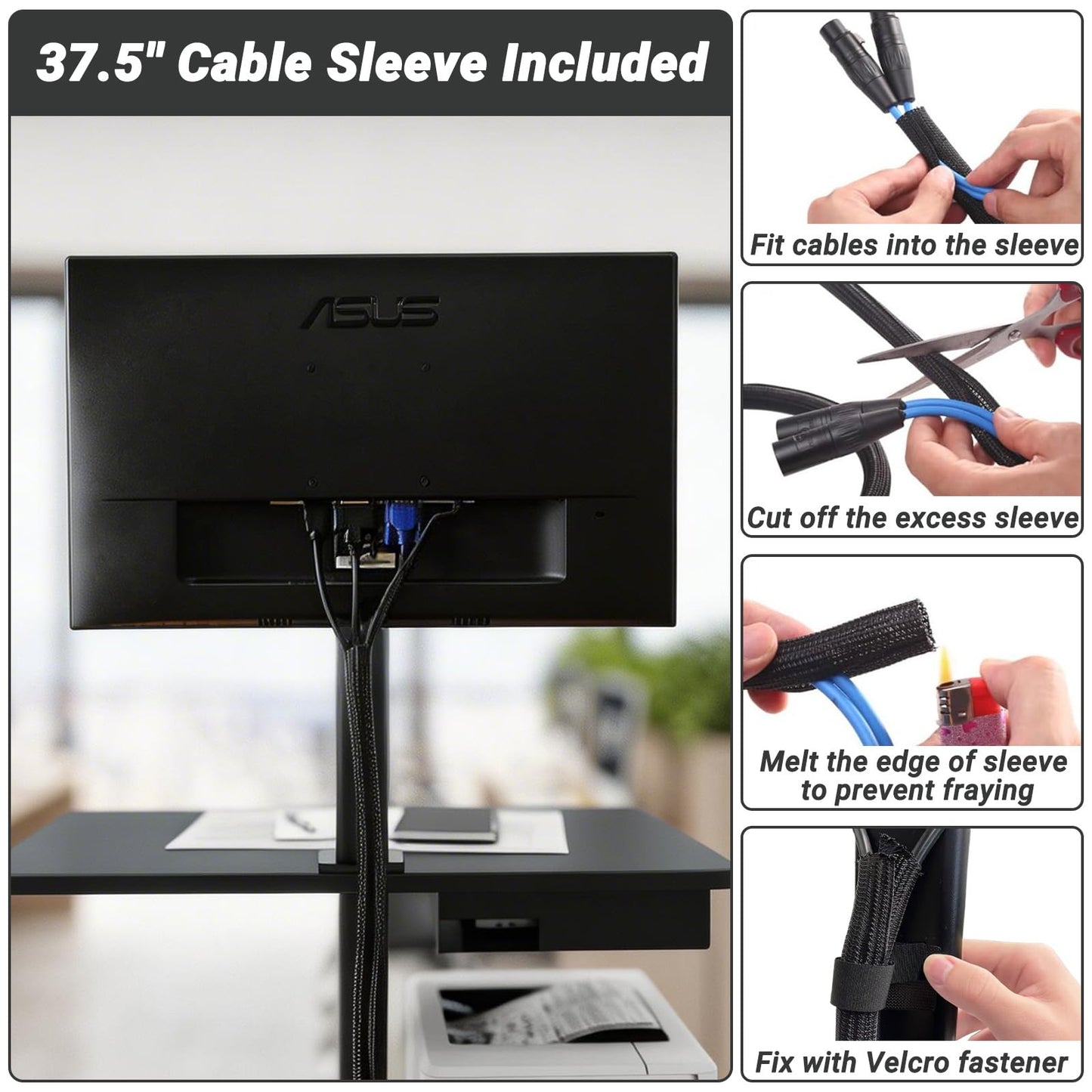 Natwind Mobile Workstation Cart with Monitor Mount, Height Adjustable Rolling Computer Desk with Cable Management Tidy, Heavy-Duty Standing Desk with CPU Holder for Office, School, Medical, Workshop