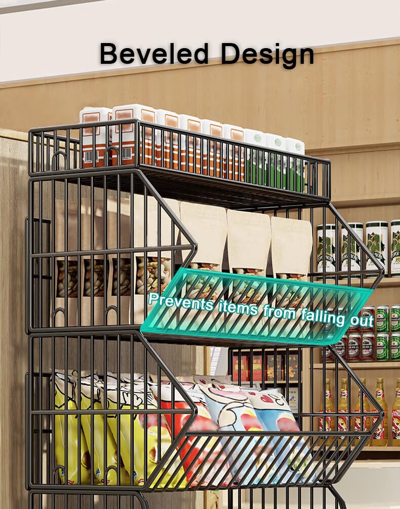 Rjdjbflc Commercial Supermarket Display Cart - 5-Tier Industrial Slanted Rolling Shelves Metal Storage Rack for Retail Store, Warehouse & Home Use, 55LBs/Tier Tool-Free Setup