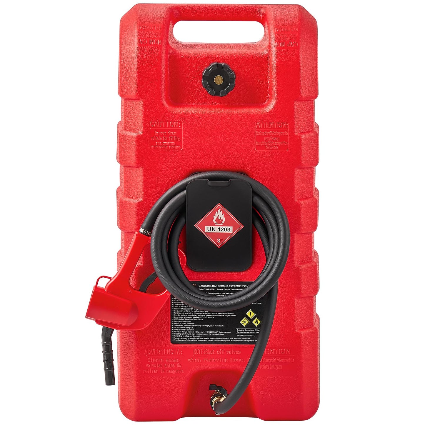 VEVOR Fuel Caddy, 15 Gallon, Fuel Tank Container with Gravity & Hand Pump Modes, Portable Fuel Tank with Wheels, 10 ft Delivery Hose & Manual Pump, Gas Caddy for Motorboats, ATVs, Gasoline & Diesel