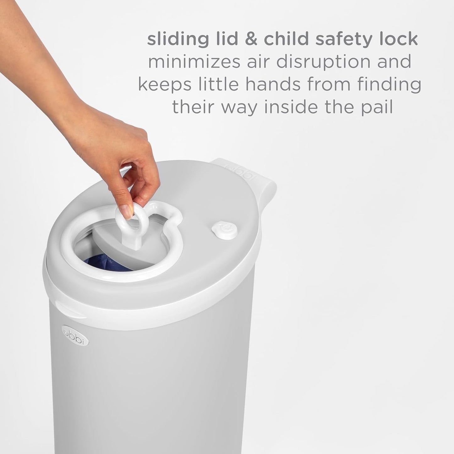 Ubbi Stainless Steel Diaper Pail - Odor Locking Design, No Special Bags Needed | Award-Winning Gray