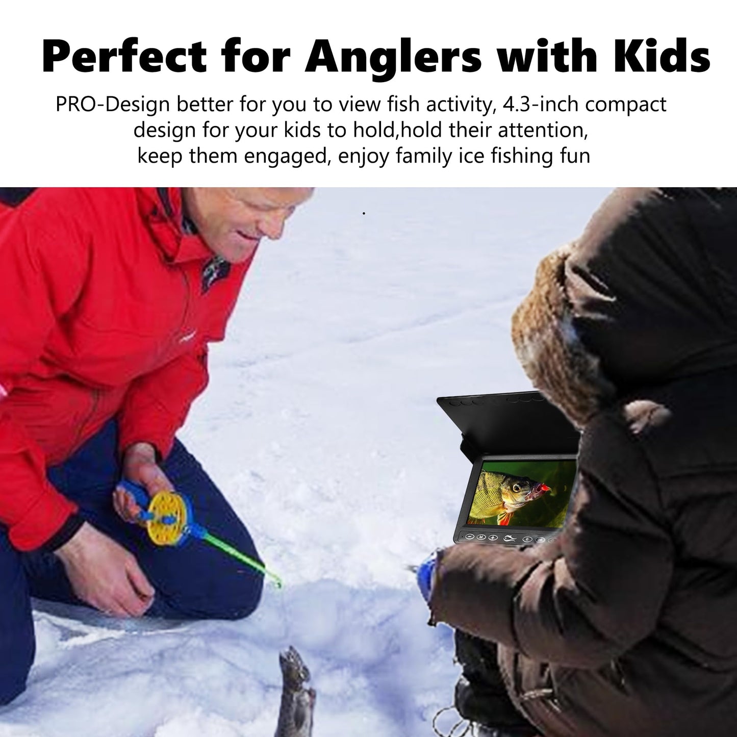 FishPRO Underwater Fishing Camera 4.3'' w/DVR 32GB -1000TVL (No Need Learn) Ice Fishing Camera Underwater,Ice Fishing Fish Finder for Kayak Ice Fishing, 3-Grade IR Lighting, 20X Zoom, 65FT