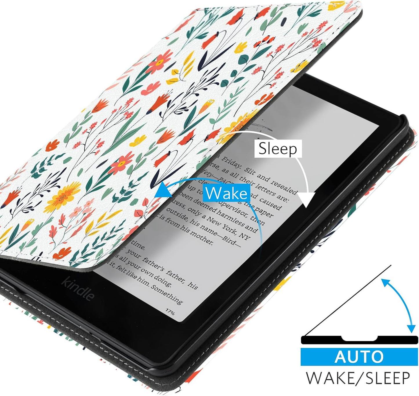 CoBak Ebook Reader Case with Stand - Premium PU Leather Cover with Auto Sleep Wake and Hand Strap