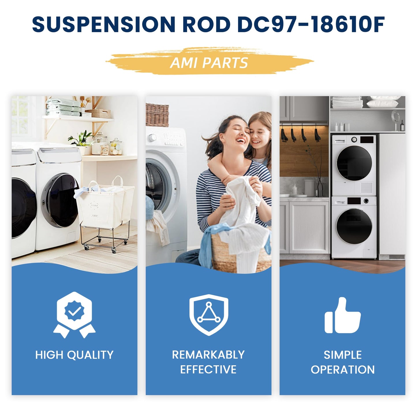 DC97-18610F WA50M7450AW/A4 Suspension Rods Kit (28.3in) Fit for Sam-sung Washer WA52M7750AV/A4 WA50K8600AV/A2 WA52J8700AP/A2 WA54M8750AW/A4 by AMI PARTS