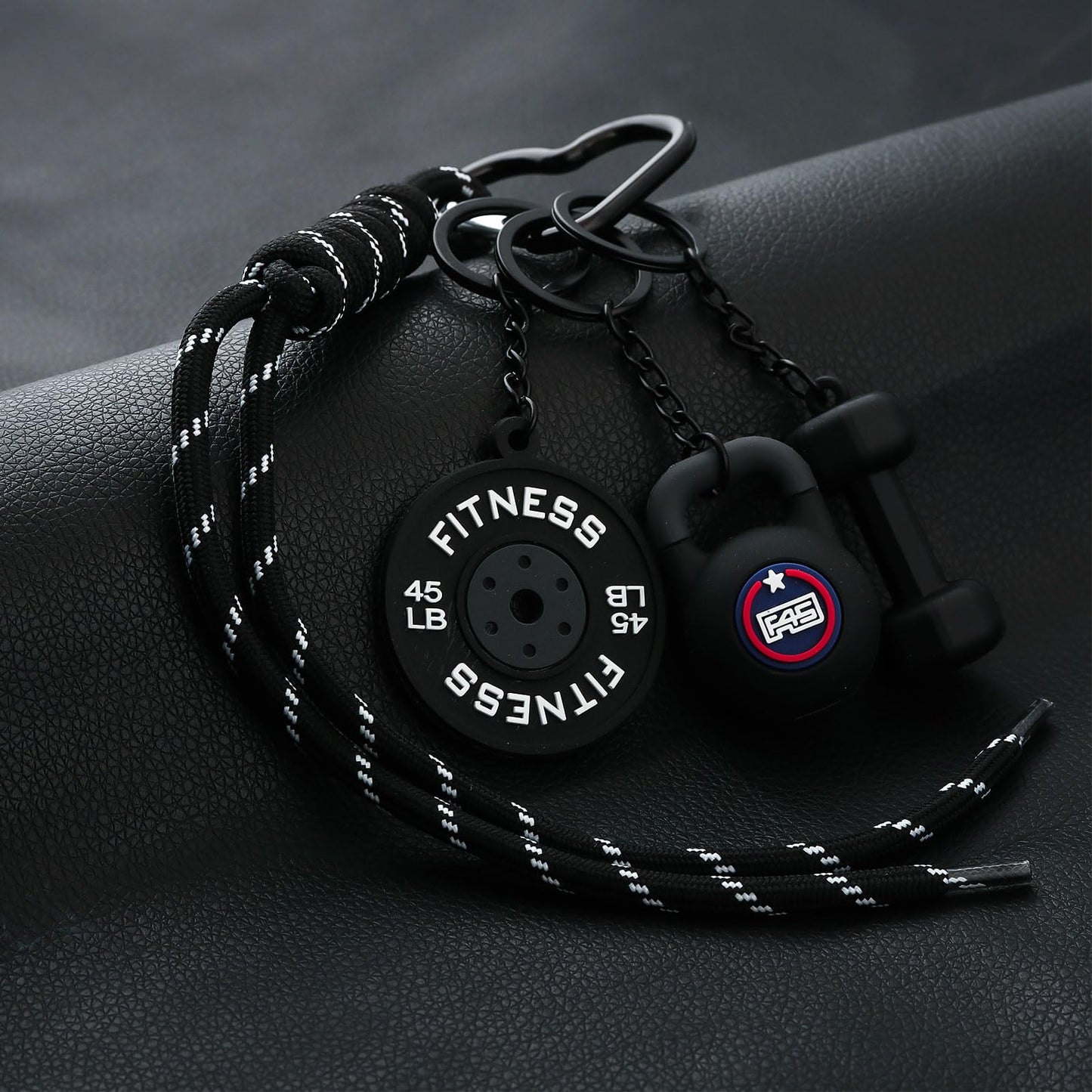 Locus Amoenus Gym Equipment Bag Charms DIY Soft Rubber Dumbbells Keychain for Fitness enthusiast Couple Backpack Jewelry Gift (Black)