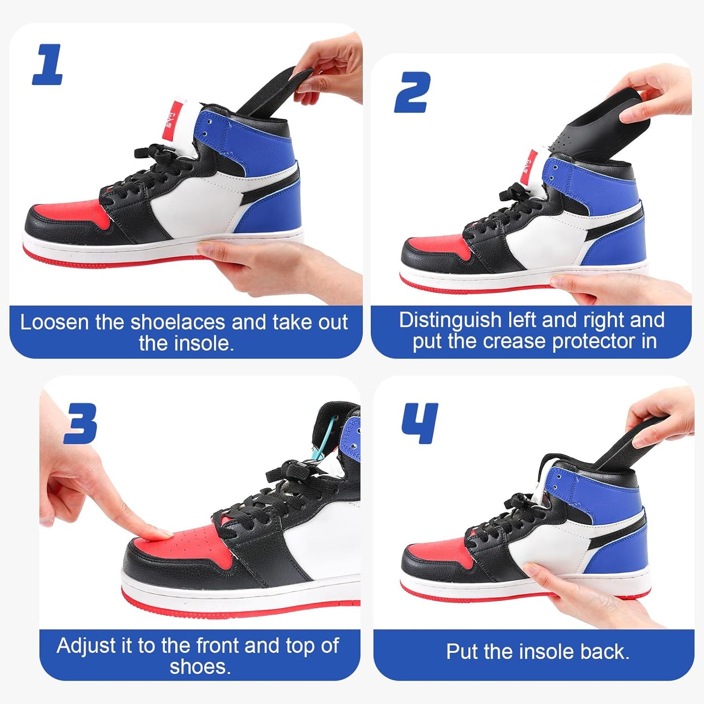 Skiennix Crease Protectors for Sneakers - Prevent Creases for Air Force, Jordan, Dunk Low | Men's 7-13, Women's 5-9