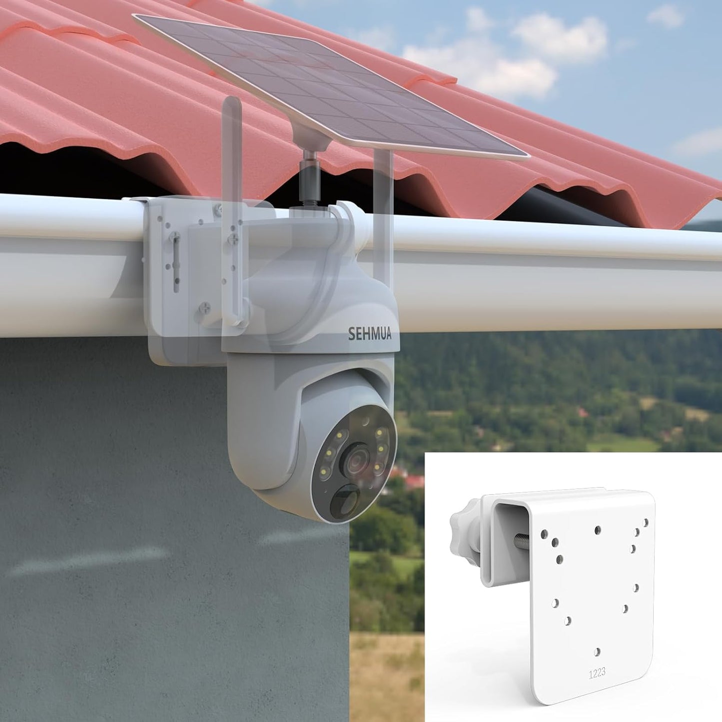 Koroao RBX-S73 2K Gutter Mount Compatible with SEHMUA Solar Security Camera, for SEHMUA Solar Security Cameras Wireless