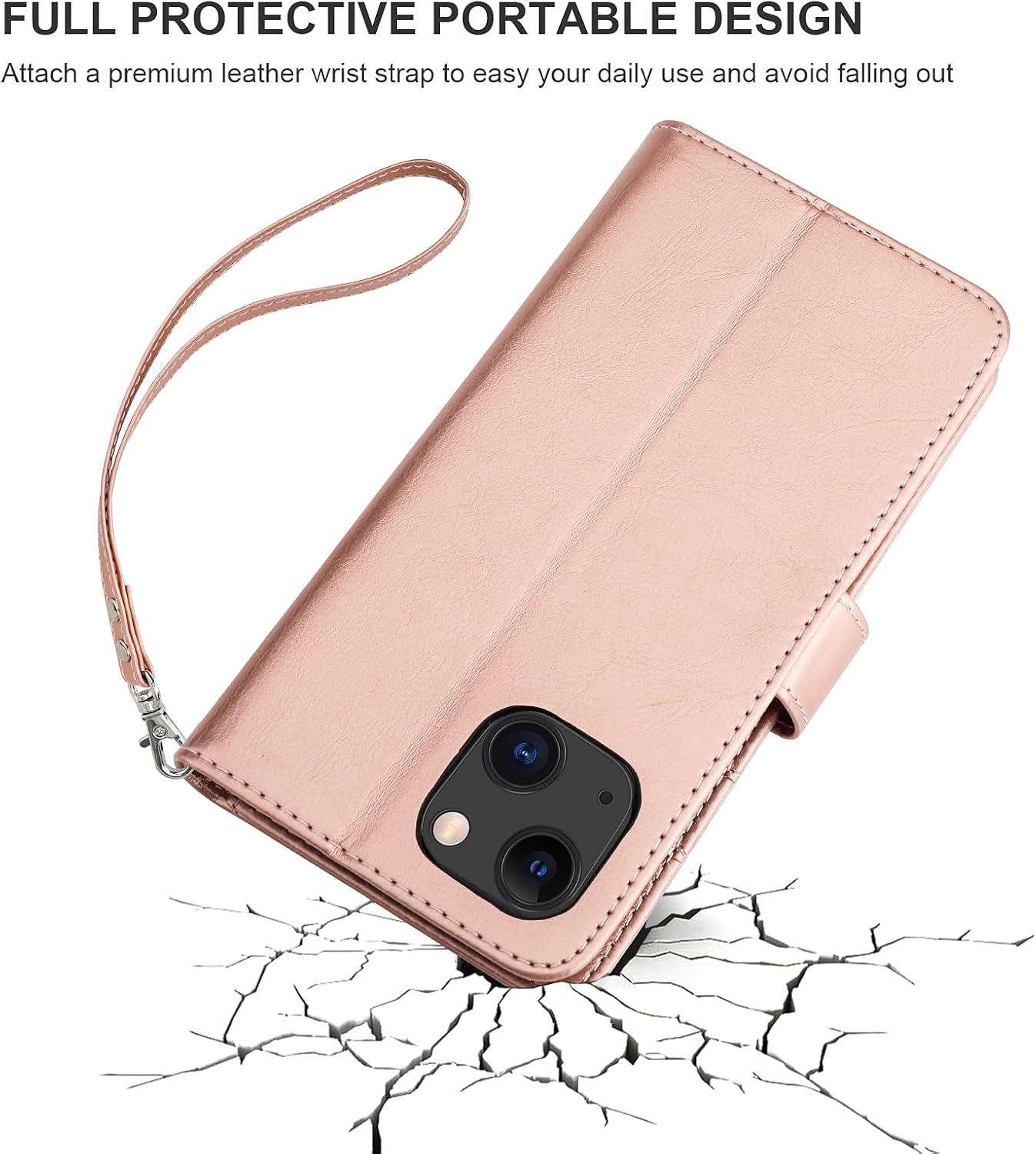 Bocasal 13 5G 6.1 inch Detachable Wallet Case for iPhone RFID Blocking Card Slots Holder Premium PU Leather Magnetic