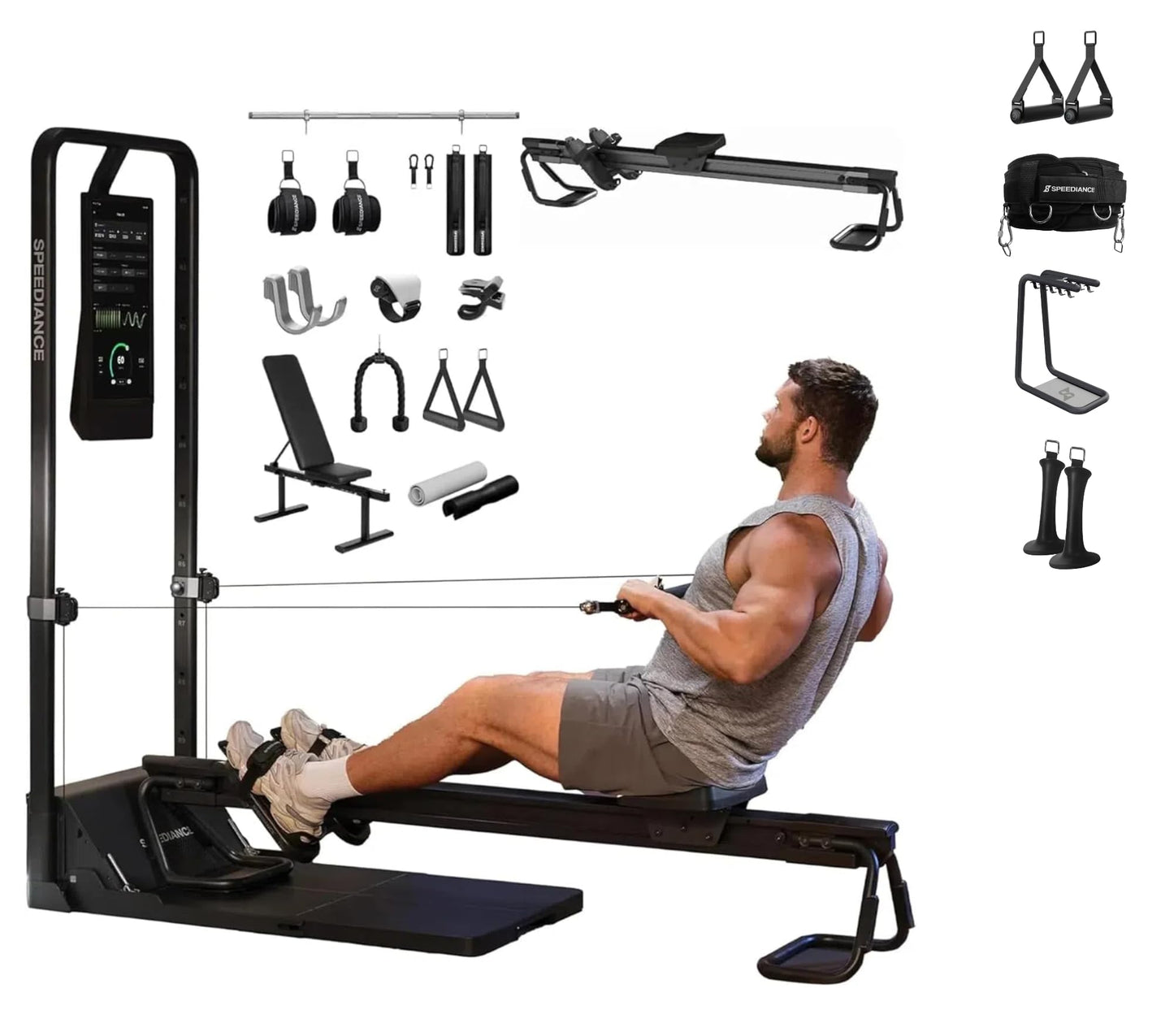 Speediance Gym Monster 2 Family Plus & Smart PowerGrip Handles & Weight Lifting Belt & Gym Accessories Organizer & Skiing Handles 2 Bundle
