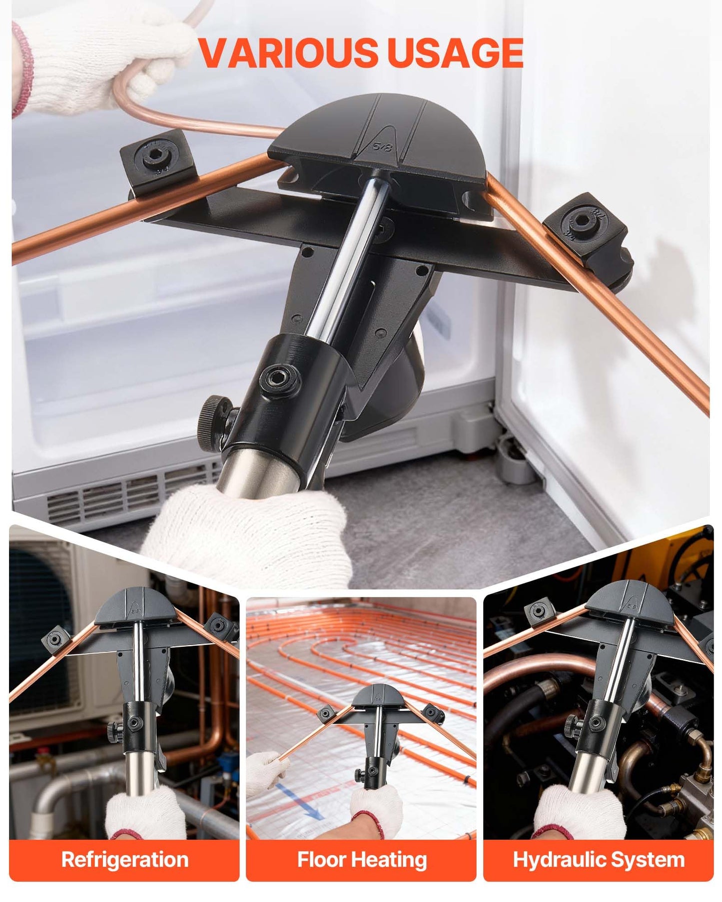 VEVOR Hydraulic Tubing Bender Kit, 1/4 to 7/8 Inch, Copper Tube Pipe Bender, Forward/Reverse HVAC Bending Tool Set, with 7 Aluminium Alloy Dies, for HVAC Air Conditioning Refrigeration Auto Repair