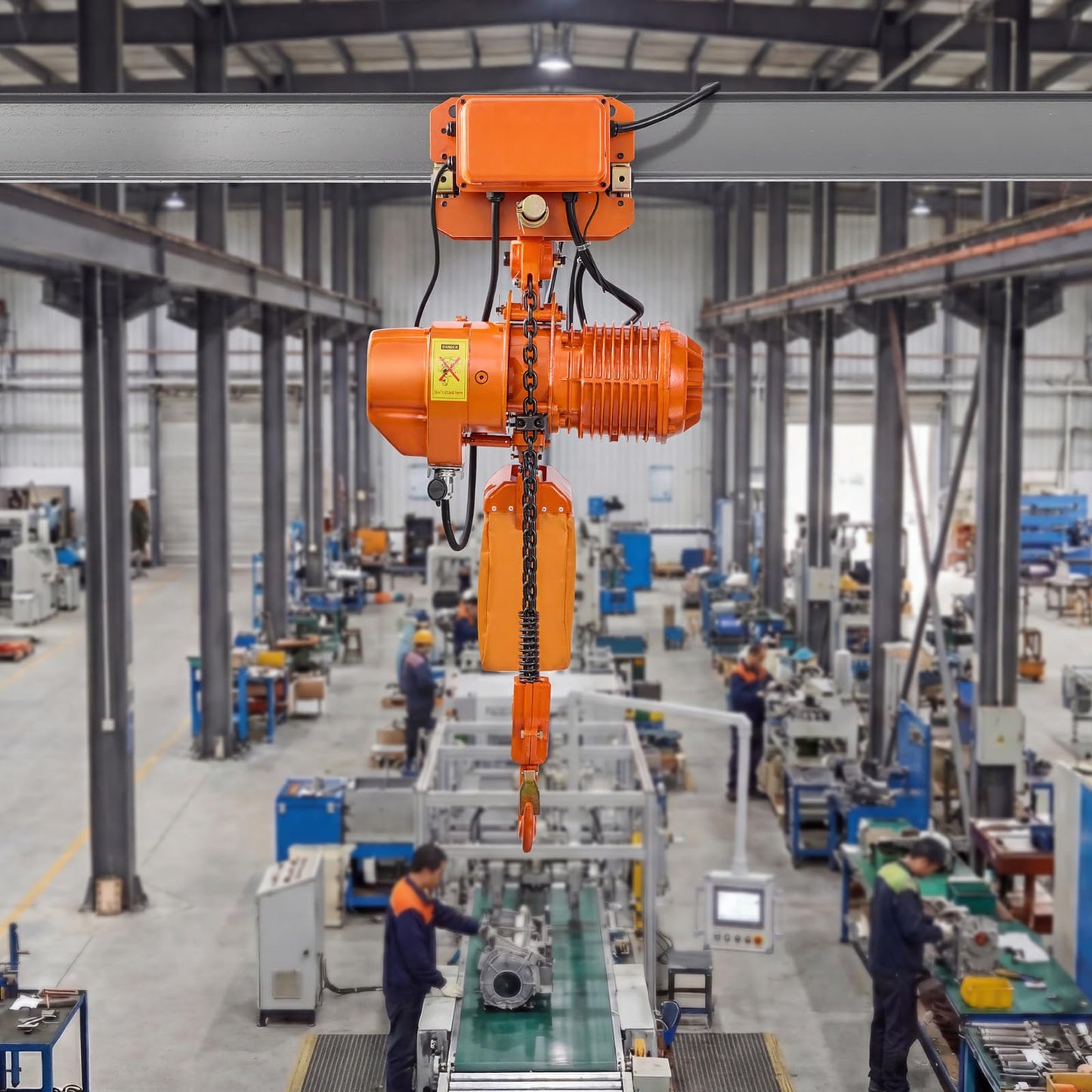 VEVOR 4400lbs Electric Chain Hoist with Power Trolley, 2-Speed Operation, 20ft Lifting Height, 3-Phase 208-240V/440-480V Overhead Crane w/ 328ft Wireless & 16ft Wired Remote Control G100 2-Chain Hoist
