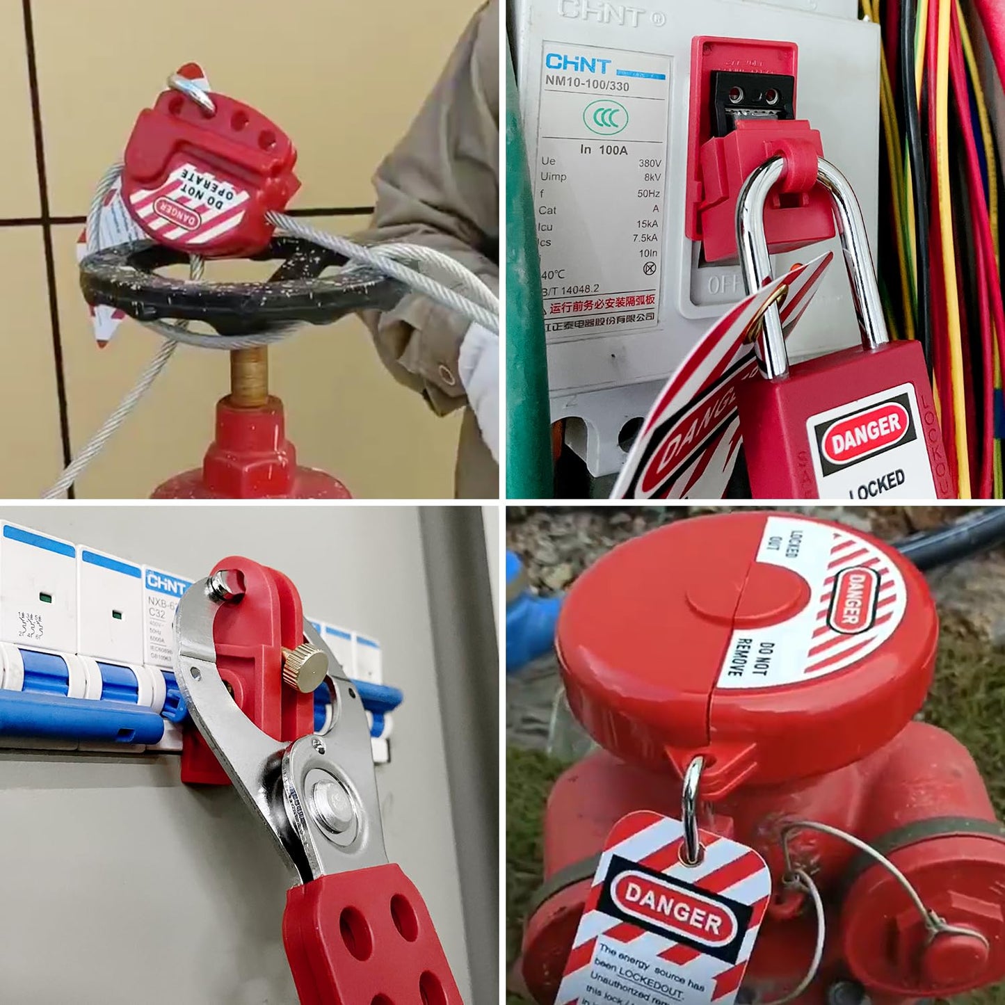 SAFBY 2-in-1 Lockout Tagout (Loto) Kits–Complete OSHA Safety Group Lock Out Hasps, Tag Out Clamp-On Circuit Breaker Lockout for Universal Multi- Pole Breaker Electrical Kits Station (2 Kits in 1)