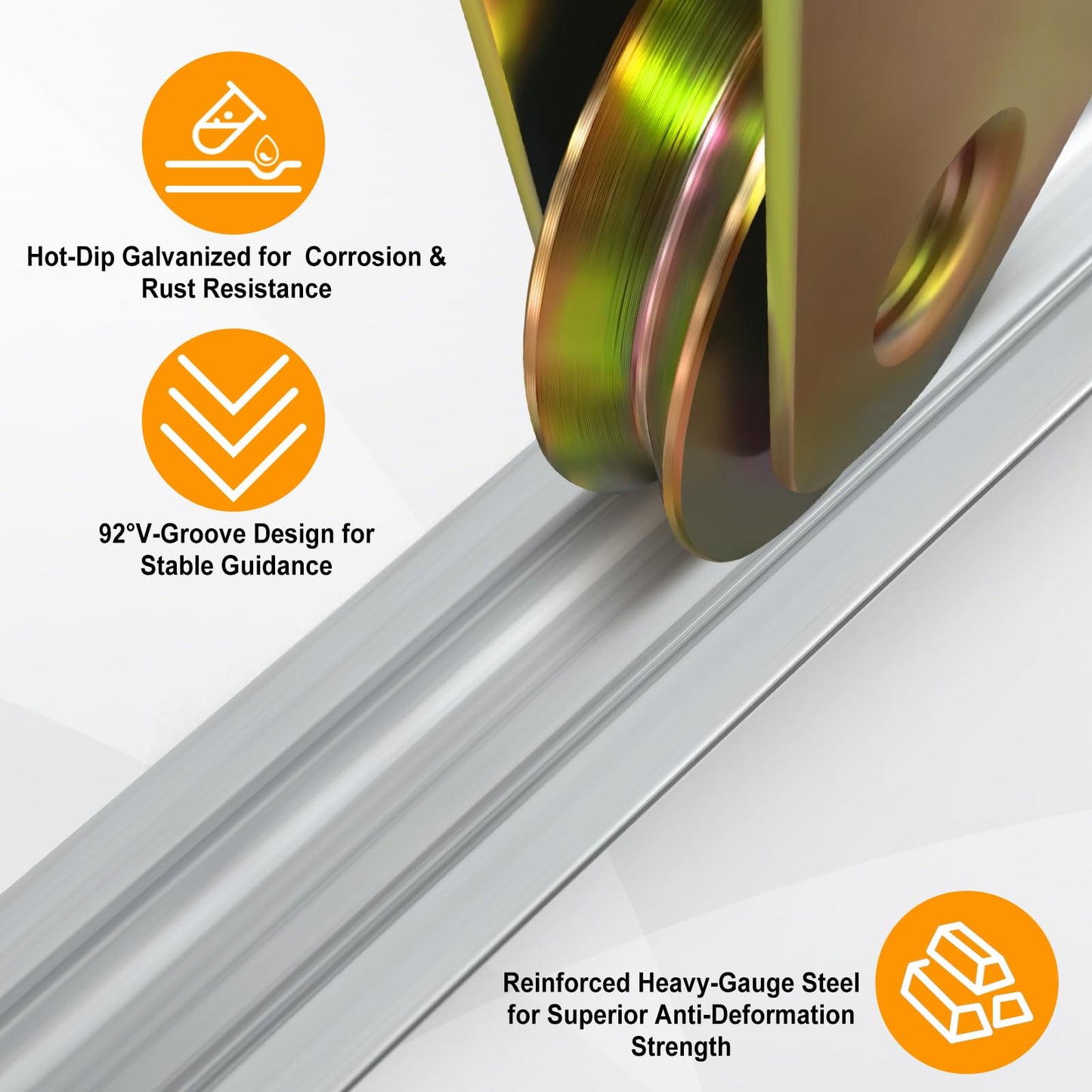 Otoolling 24 FT V-Track Galvanized Inverted V Track for Sliding Gate Rollers with Hardware Kit Heavy Duty Sliding Door Track Rail for Driveway Gate, Car Entry Door, Barn Doors and Outdoor Applications