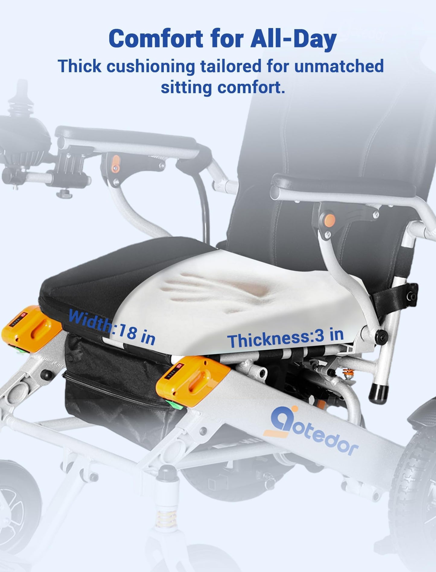 Aotedor Electric Wheelchairs for Adults,Equipped with 2 Packs Safe Side Slide-in Batteries 20 Miles Travel Range All Terrain Motorized Wheelchair for Seniors Airline Approved (Silver-Orange)