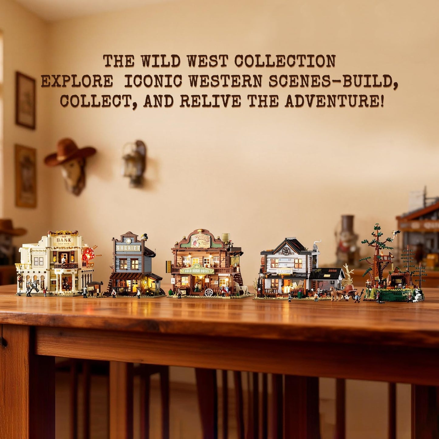 Lumibricks Western-Inn Lighting-Building-Bricks Set - 2682 Pcs The Old West Inn Light Construction Hotel Building Model Set for Adults and West Lovers