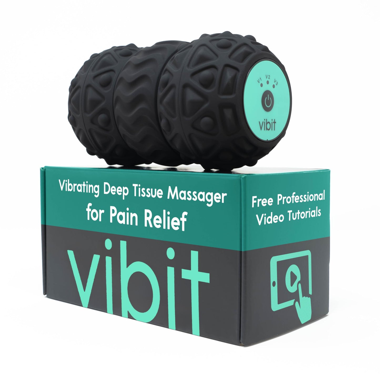 Vibit - Vibrating Massager for Plantar Fasciitis, Pain Relief and Sciatica, Foot and Body Portable Massage Roller, Deep Tissue Pain Relief from Feet to Neck, Electric, 3 Vibration Levels (Black)