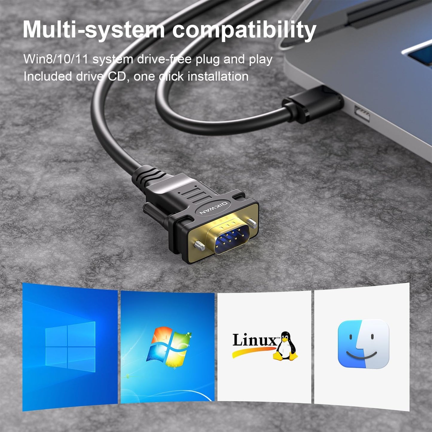RS232 DB9 2-Pack USB to Serial Male Cable