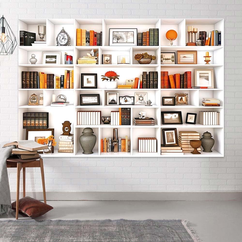 Etsyoki 5X3FT White Office Modern Bookcase Photography Zoom Backdrops for Home Office Decoration