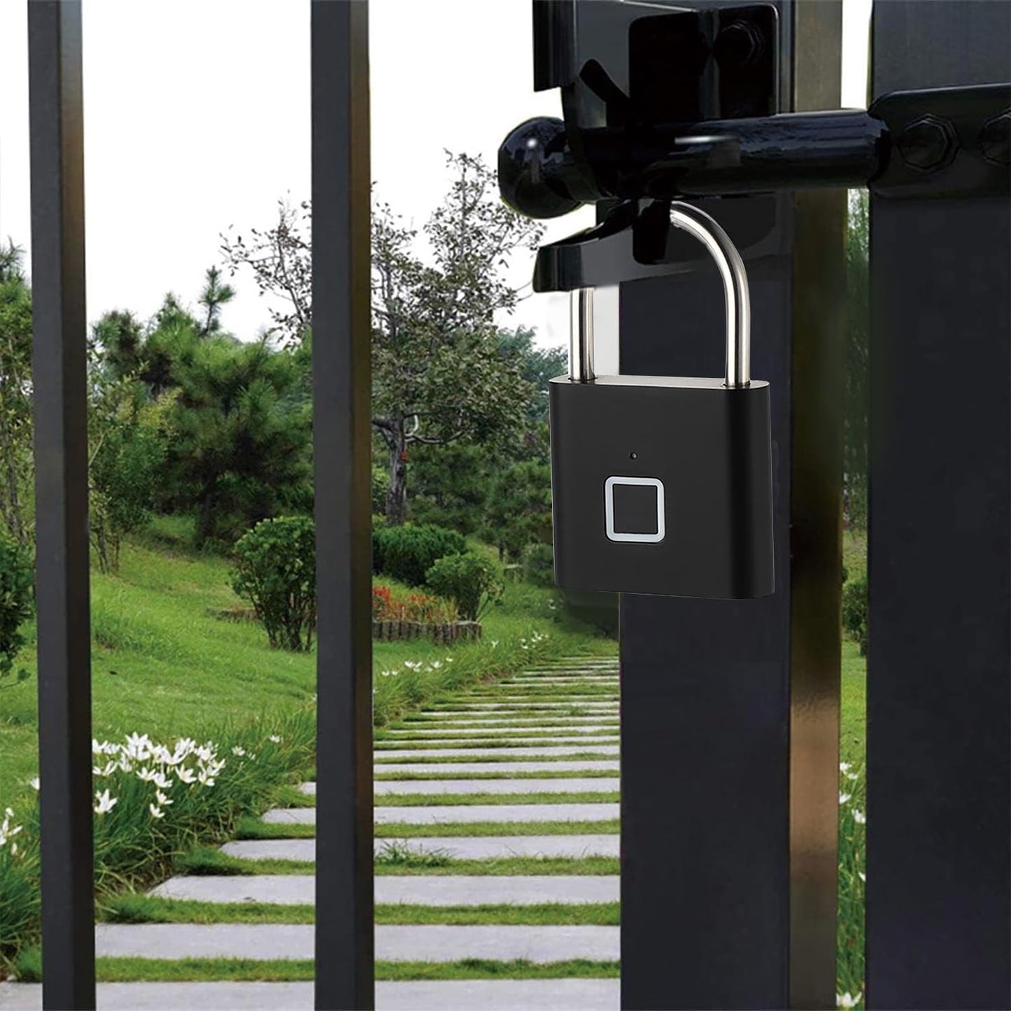 Fingerprint Padlock, Locker Lock with Keyless, Portable Biometric Padlock Combination Locks for Gym Gate Storage, Smart Lock for Locker USB Rechargeable (20 Fingerprint Black A)