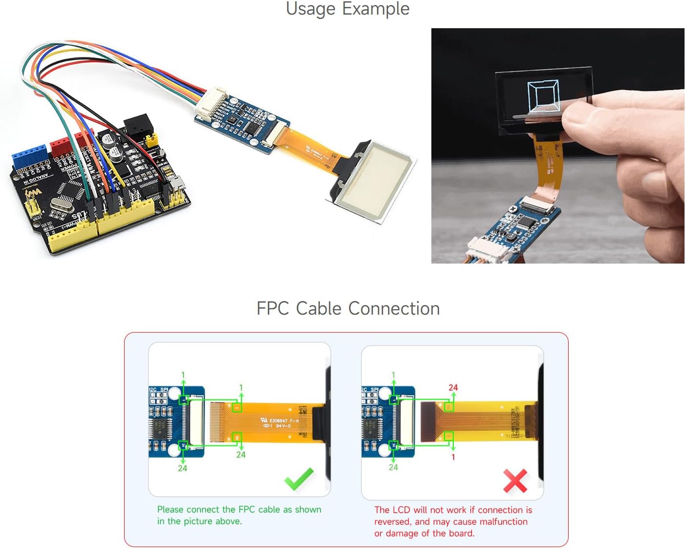 1.51inch 12864 4B/3B+/3A+ SPI/I2C Waveshare Transparent OLED Resolution Compatible with Raspberry Pi Embedded
