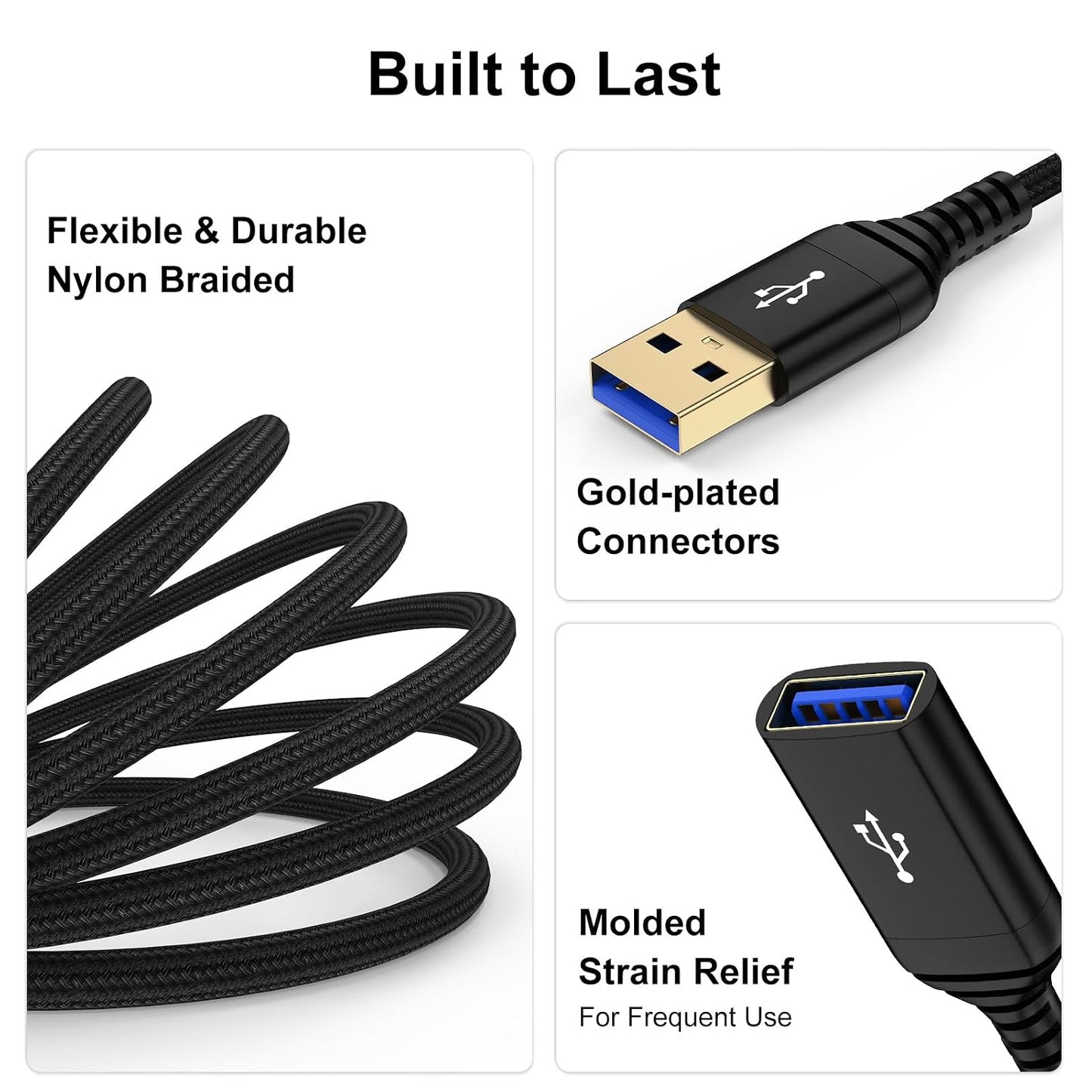 10FT 3.0 Headset USB Extension Cable, Long USB Extender USB Extension Cable, Male to Female Cord High Data Transfer