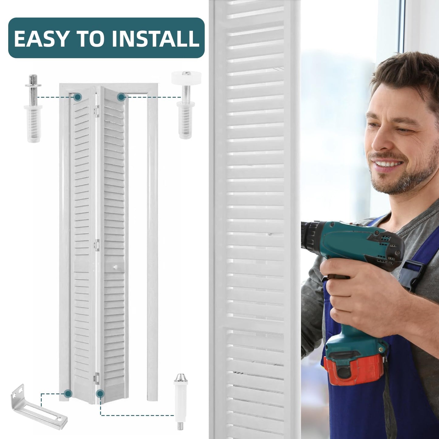 MVRPOWER Bifold Door Hardware with Track, 24 Inch Bi-fold Closet Door Track Kit with Installation Manual