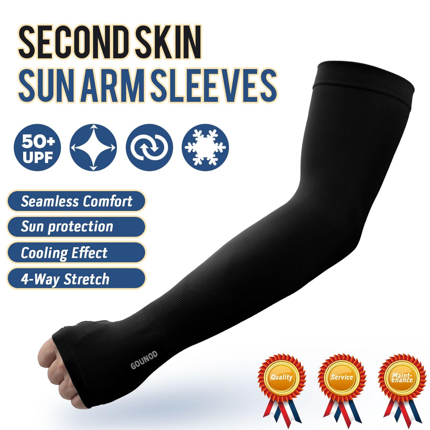 GOUNOD Sun Protection Cooling Arm Sleeves with Thumb Holes - Gardening Outdoors Sports Workouts Sunscreen Arm Sleeves