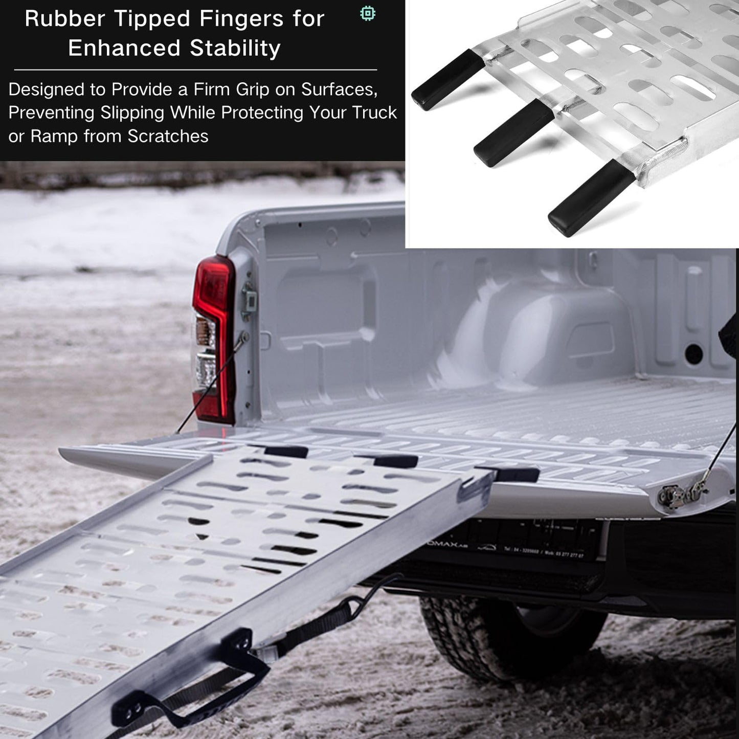 Aluminum Motorcycle Ramp with Handle – 750 Lbs Capacity, 7.5ft Folding Ramp with Load Straps for Pickup Trucks, Dirt Bikes, Motorcycles | 89" L x 12" W | 1 Pc