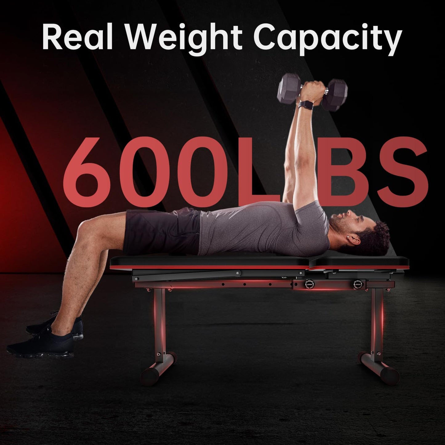 PASYOU Adjustable Flat Weight Bench, Foldable Bench Press for Home Gym, Multi-Angle Incline Workout Bench for Full Body Strength Training with 660LB Capacity, Free-Assembly Dual-Frame, PB200